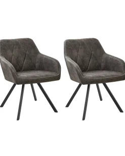 Set di 2 sedie da pranzo MONEE Tessuto Grigio scuro