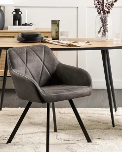 Set di 2 sedie da pranzo MONEE Tessuto Grigio scuro