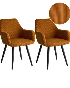 Set di 2 sedie da pranzo MORI Velluto a coste Arancione
