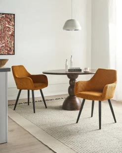 Set di 2 sedie da pranzo MORI Velluto a coste Arancione