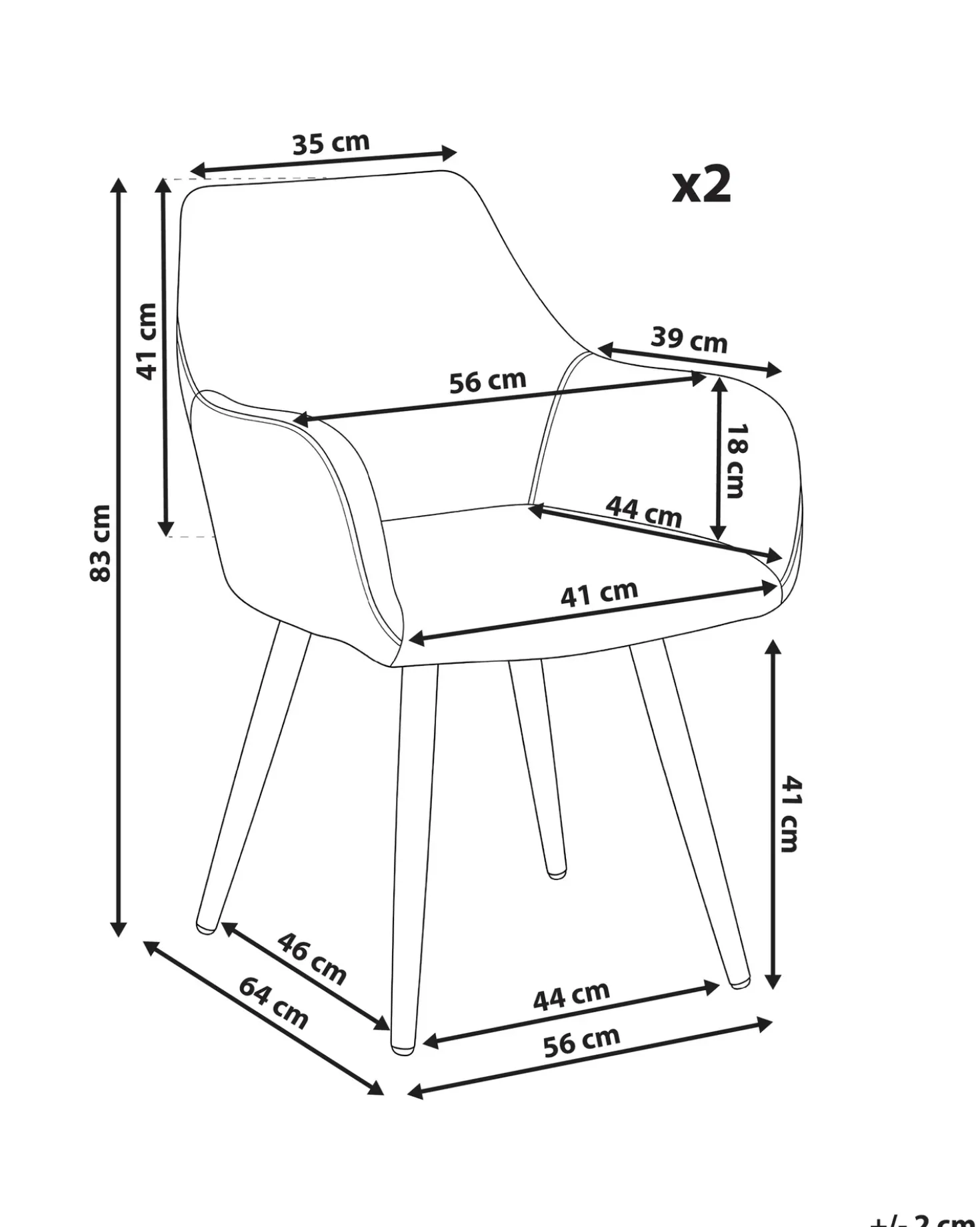 Set di 2 sedie da pranzo MORI Velluto a coste Arancione
