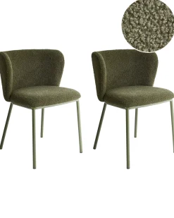 Set di 2 sedie da pranzo MINA II Bouclé Verde scuro