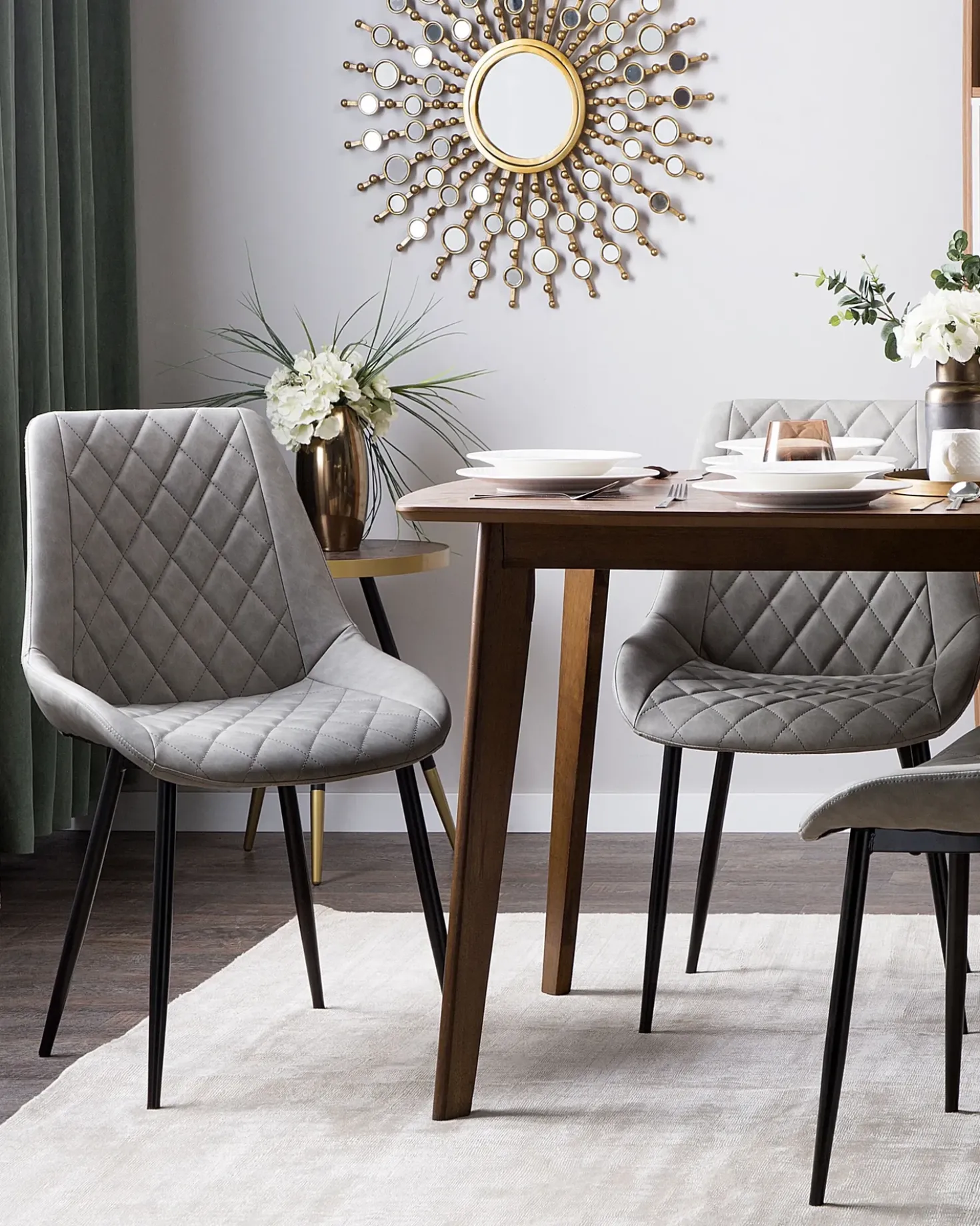 Set di 2 sedie da pranzo MARIBEL Pelle sintetica Grigio chiaro
