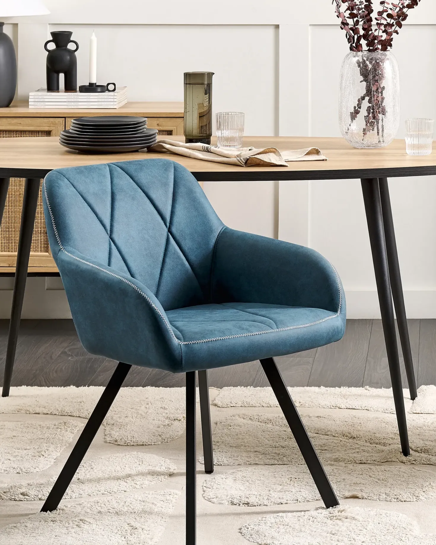 Set di 2 sedie da pranzo MONEE Tessuto Blu oltremare