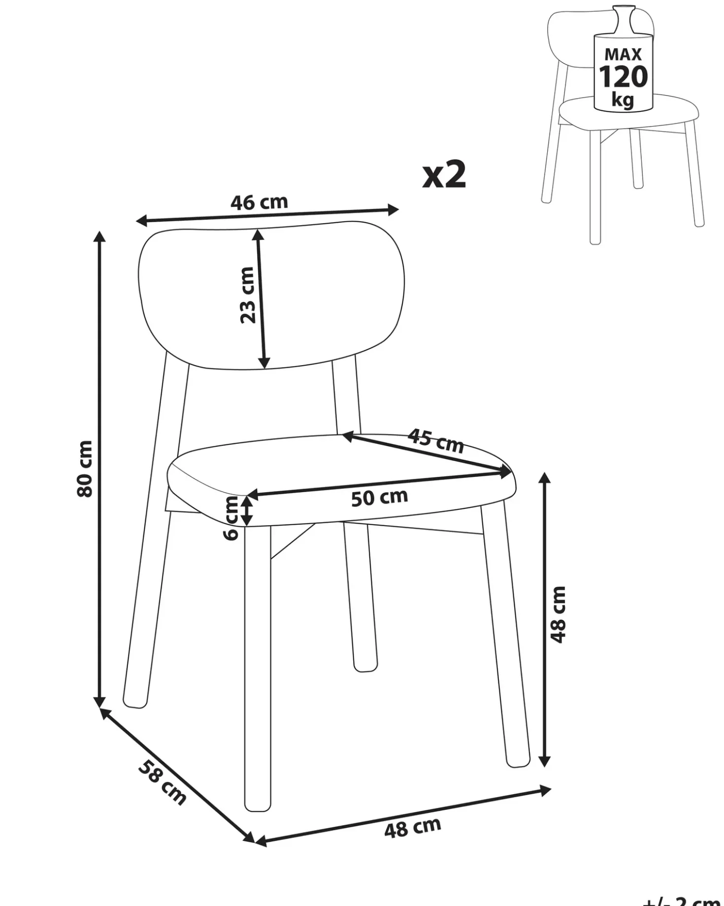 Set di 2 sedie da pranzo MILLS Bouclé Marrone chiaro/Tortora
