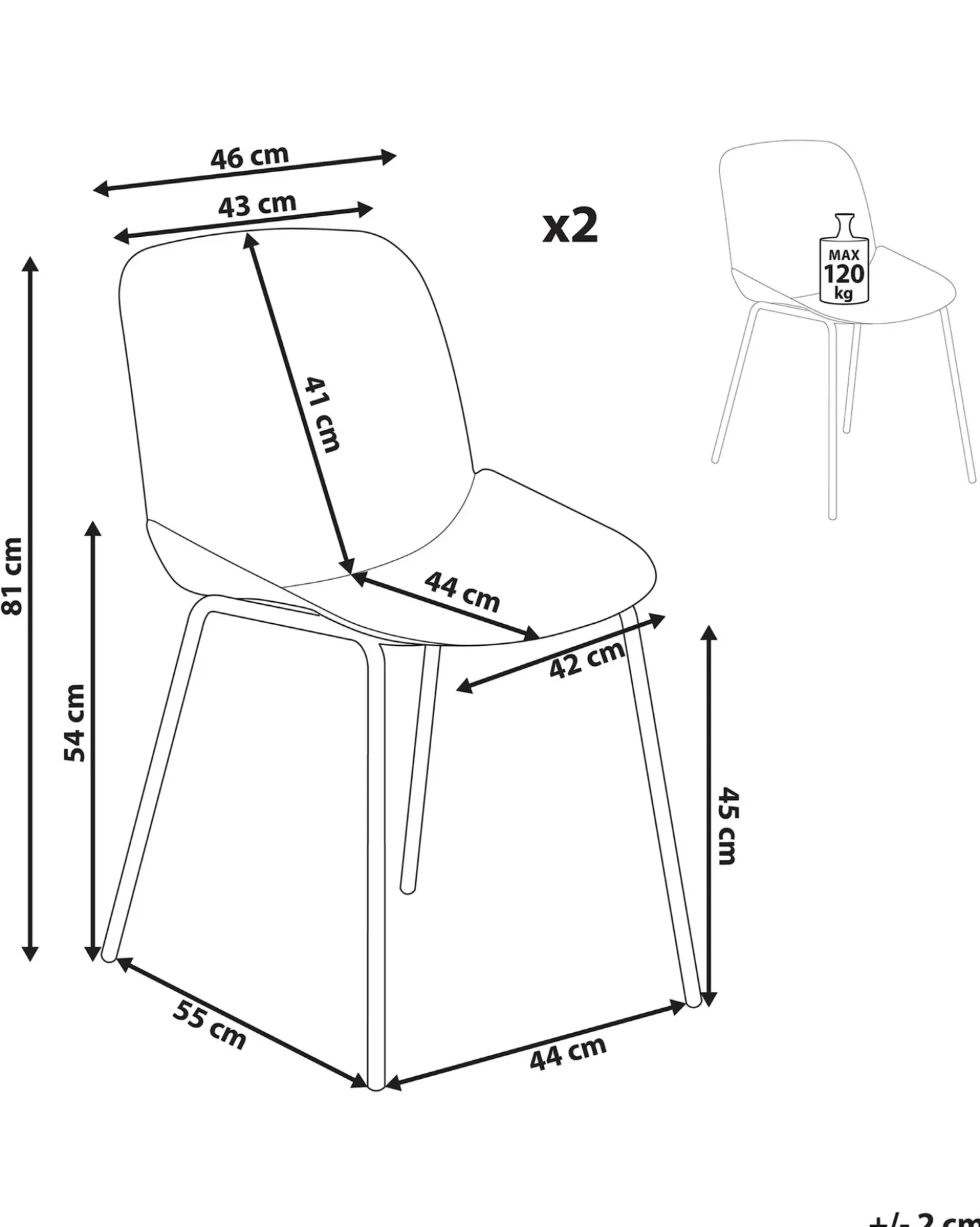 Set di 2 sedie da pranzo MILACA Beige