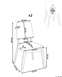 Set di 2 sedie da pranzo MERRILL Legno Beige chiaro
