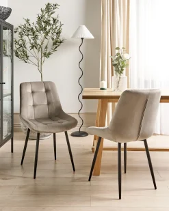 Set di 2 sedie da pranzo MELROSE Velluto Tortora