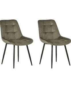 Set di 2 sedie da pranzo MELROSE Velluto Verde oliva