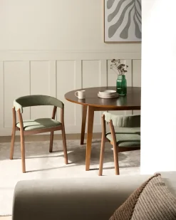 Set di 2 sedie da pranzo MYLO Tessuto Marrone scuro/Verde