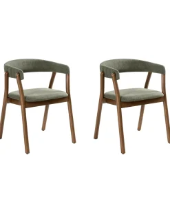 Set di 2 sedie da pranzo MYLO Tessuto Marrone scuro/Verde