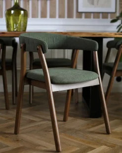 Set di 2 sedie da pranzo MYLO Tessuto Marrone scuro/Verde