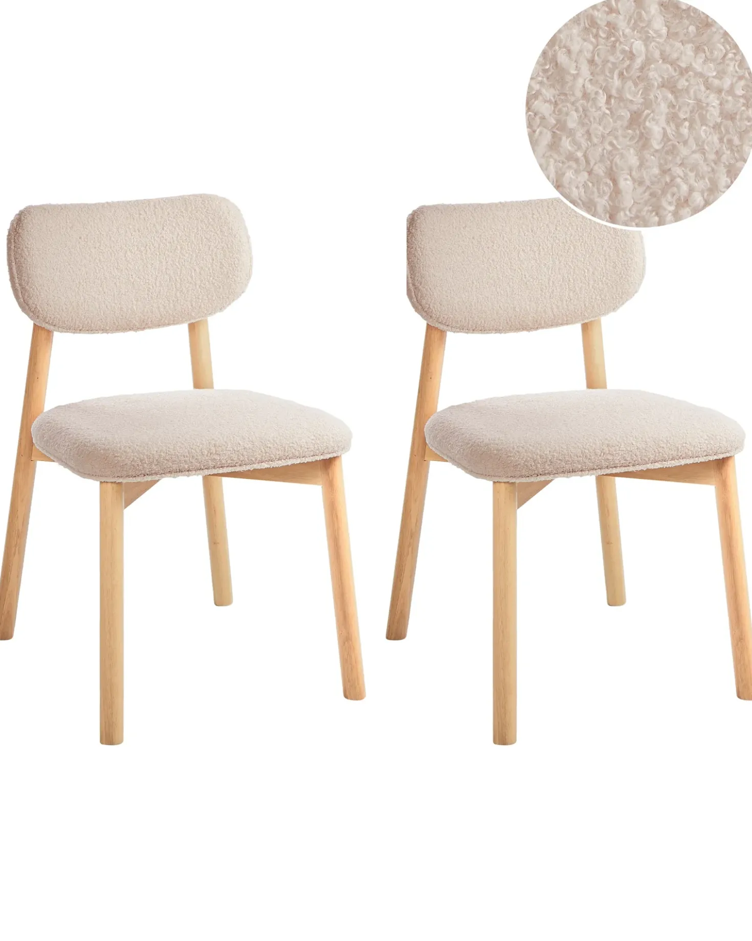 Set di 2 sedie da pranzo MILLS Bouclé Marrone chiaro/Beige chiaro