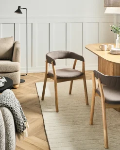 Set di 2 sedie da pranzo MYLO Tessuto Marrone chiaro/Marrone