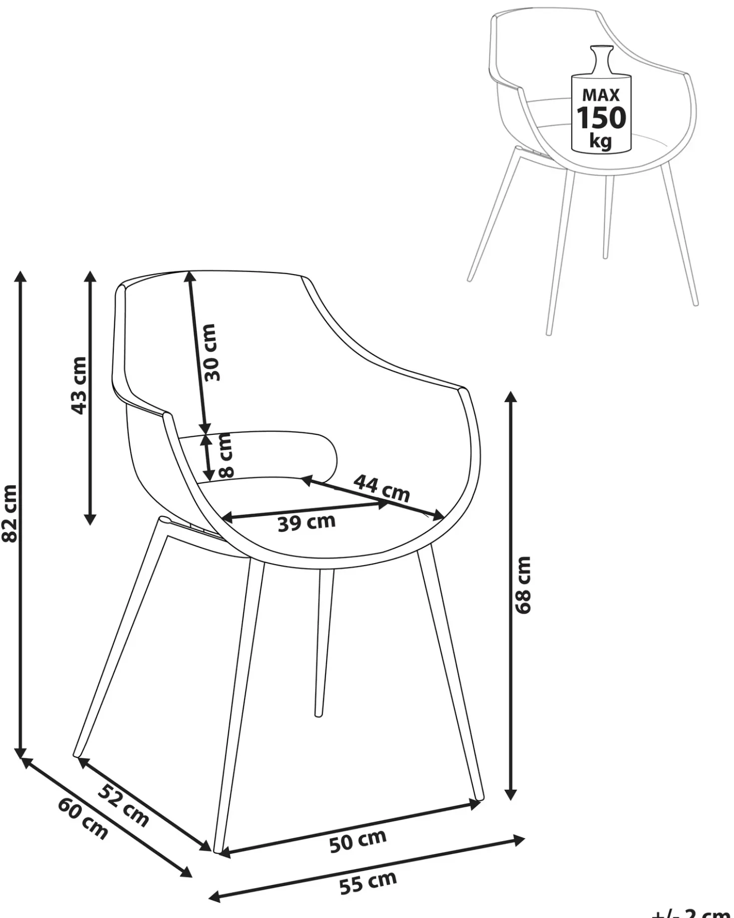 Set di 4 sedie da pranzo MILLERS Bianco