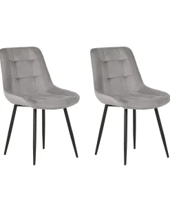 Set di 2 sedie da pranzo MELROSE Velluto Grigio chiaro