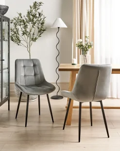 Set di 2 sedie da pranzo MELROSE Velluto Grigio chiaro
