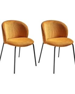 Set di 2 sedie da pranzo MILES Velluto a coste Arancione