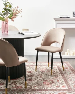 Set di 2 sedie da pranzo MAGALIA Velluto Tortora