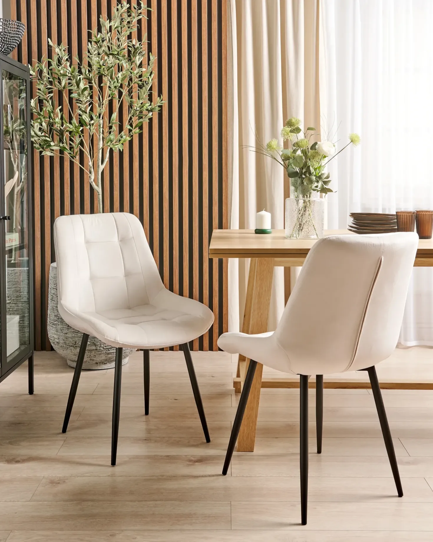 Set di 2 sedie da pranzo MELROSE Velluto Bianco sporco
