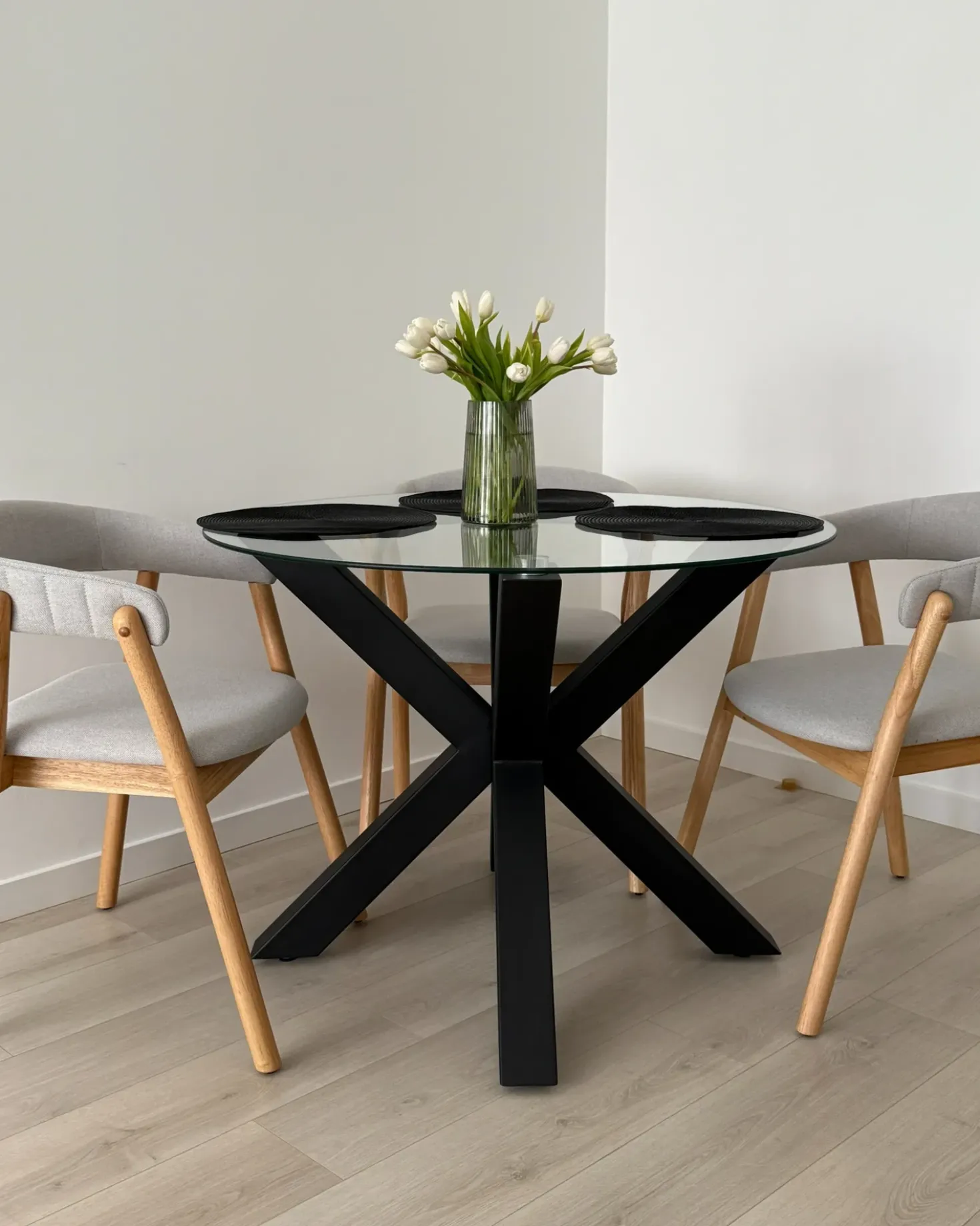 Set di 2 sedie da pranzo MYLO Tessuto Marrone chiaro/Grigio
