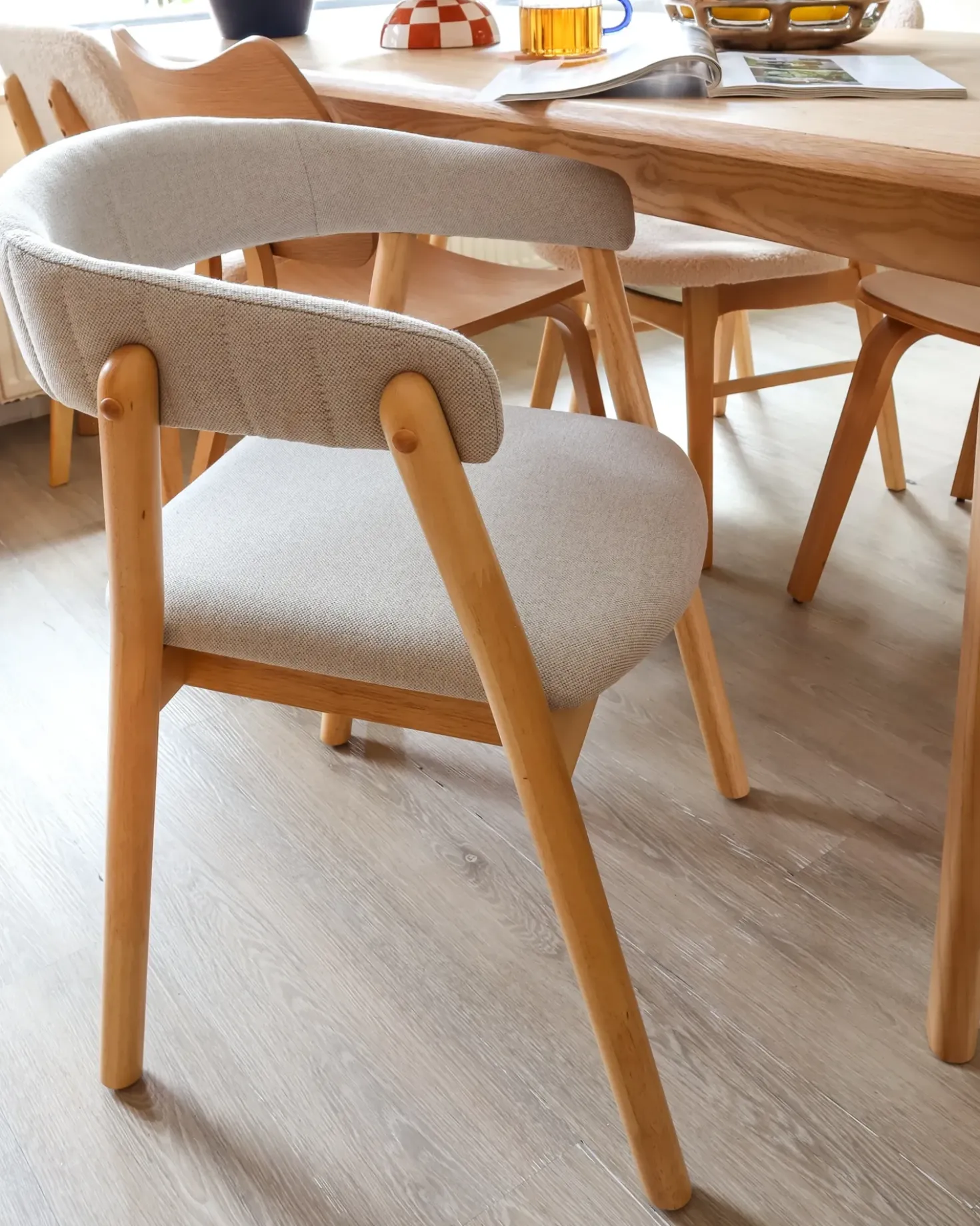 Set di 2 sedie da pranzo MYLO Tessuto Marrone chiaro/Grigio