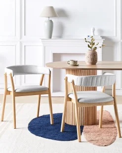 Set di 2 sedie da pranzo MYLO Tessuto Marrone chiaro/Grigio