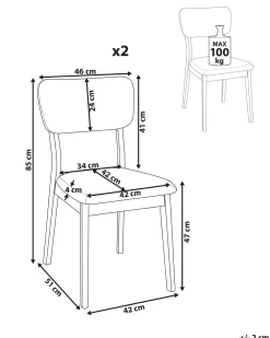 Set di 2 sedie da pranzo MINIER Legno Marrone chiaro/Grigio