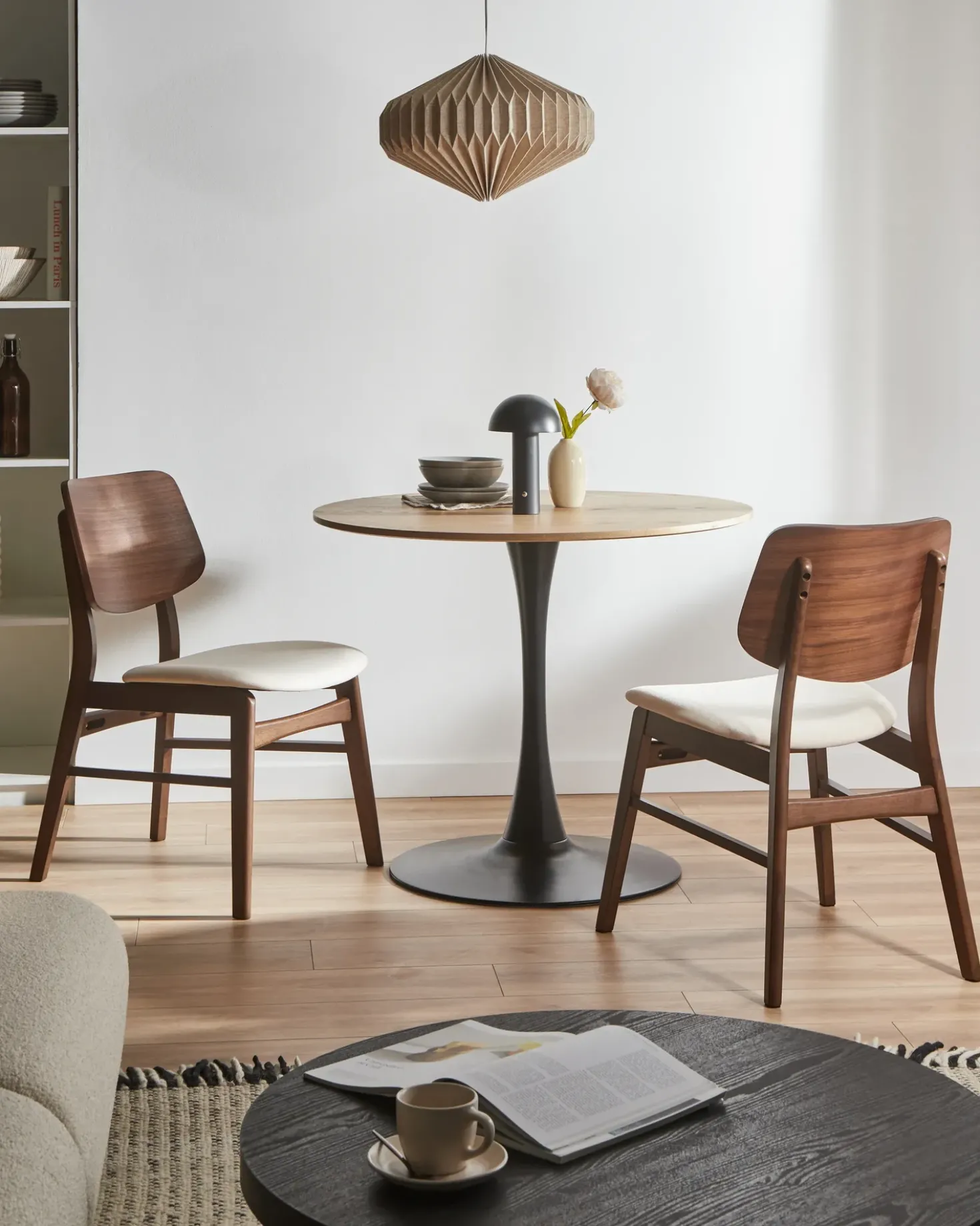 Set di 2 sedie da pranzo MAYER Tessuto Bianco sporco/Marrone