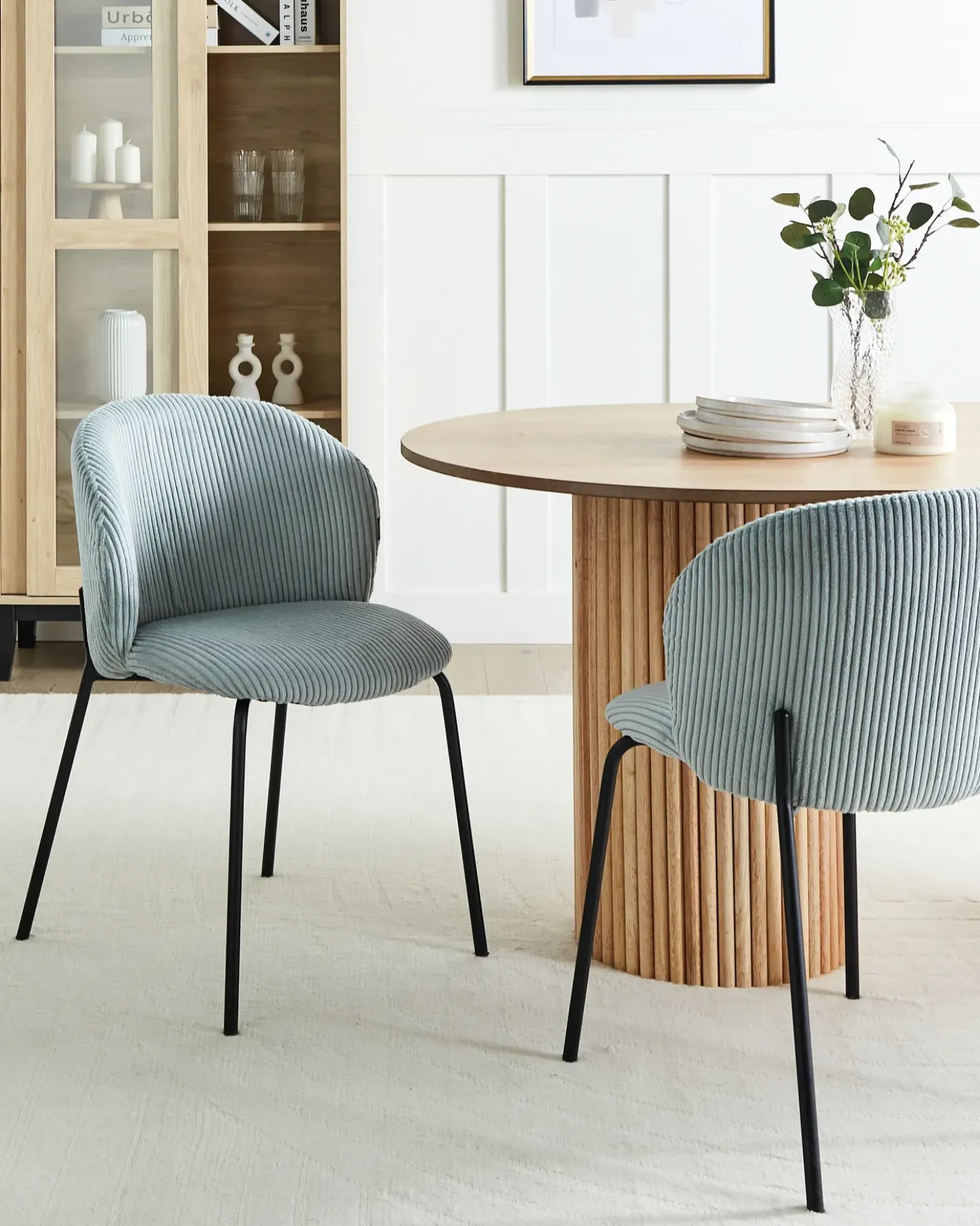Set di 2 sedie da pranzo MILES Velluto a coste Azzurro