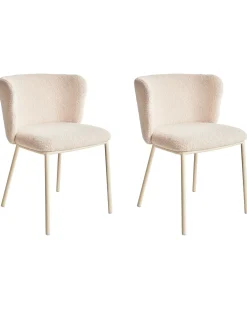 Set di 2 sedie da pranzo MINA II Bouclé Beige chiaro