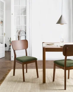 Set di 2 sedie da pranzo MINIER Legno Verde/Marrone scuro