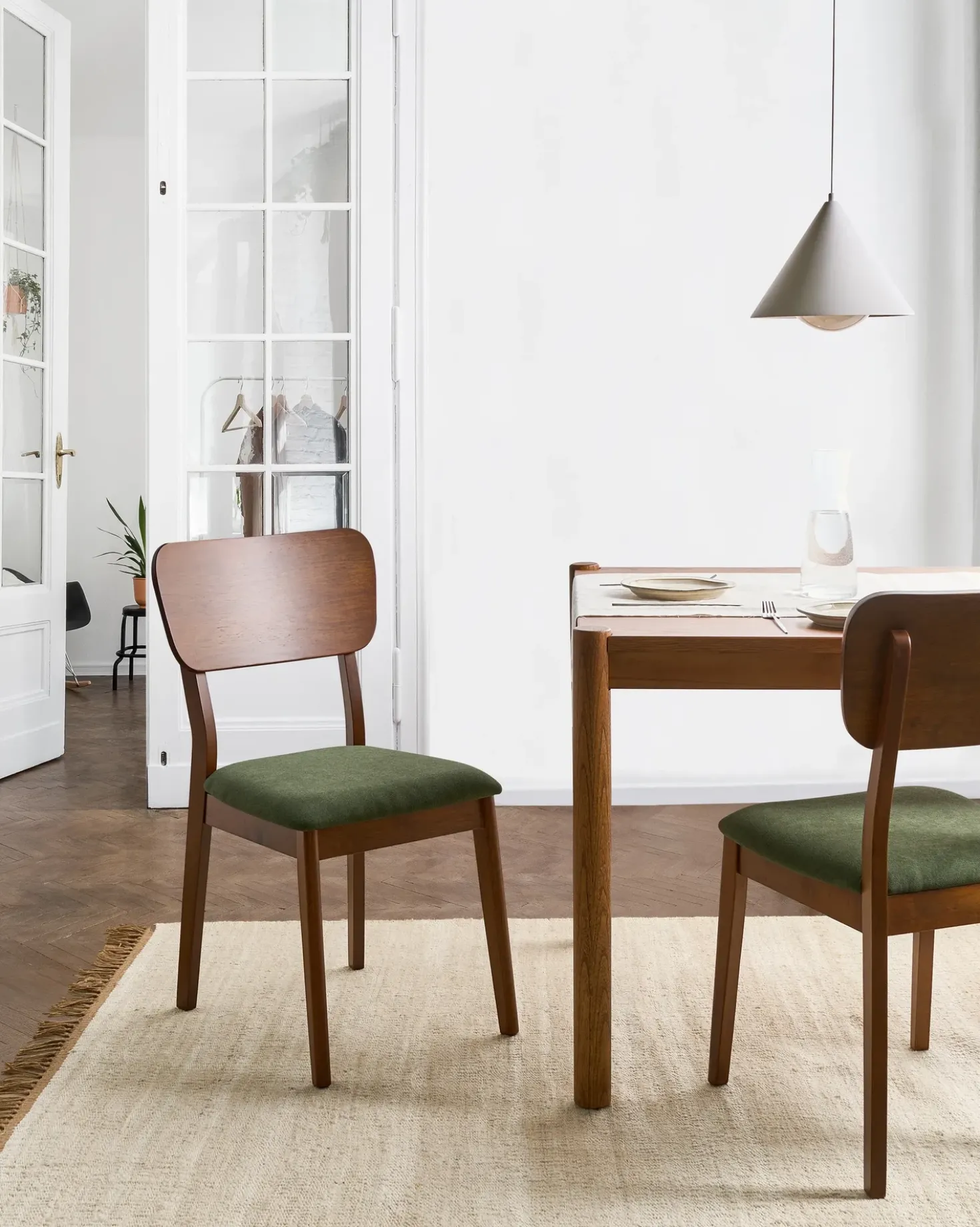 Set di 2 sedie da pranzo MINIER Legno Verde/Marrone scuro