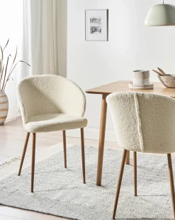 Set di 2 sedie da pranzo MASON Bouclé Bianco sporco/Marrone chiaro