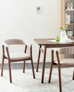 Set di 2 sedie da pranzo MYLO Tessuto Marrone scuro/Beige