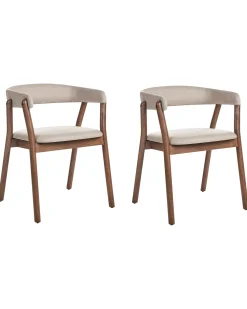 Set di 2 sedie da pranzo MYLO Tessuto Marrone scuro/Beige