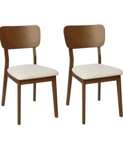 Set di 2 sedie da pranzo MINIER Legno Marrone scuro/Beige