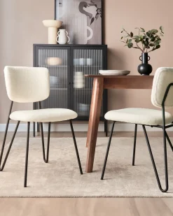 Set di 2 sedie da pranzo NELKO Bouclé Bianco sporco