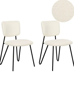 Set di 2 sedie da pranzo NELKO Bouclé Bianco sporco
