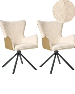 Set di 2 sedie da pranzo NOVI Bouclé Beige chiaro