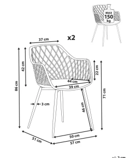 Set di 2 sedie da pranzo NASHUA Bianco