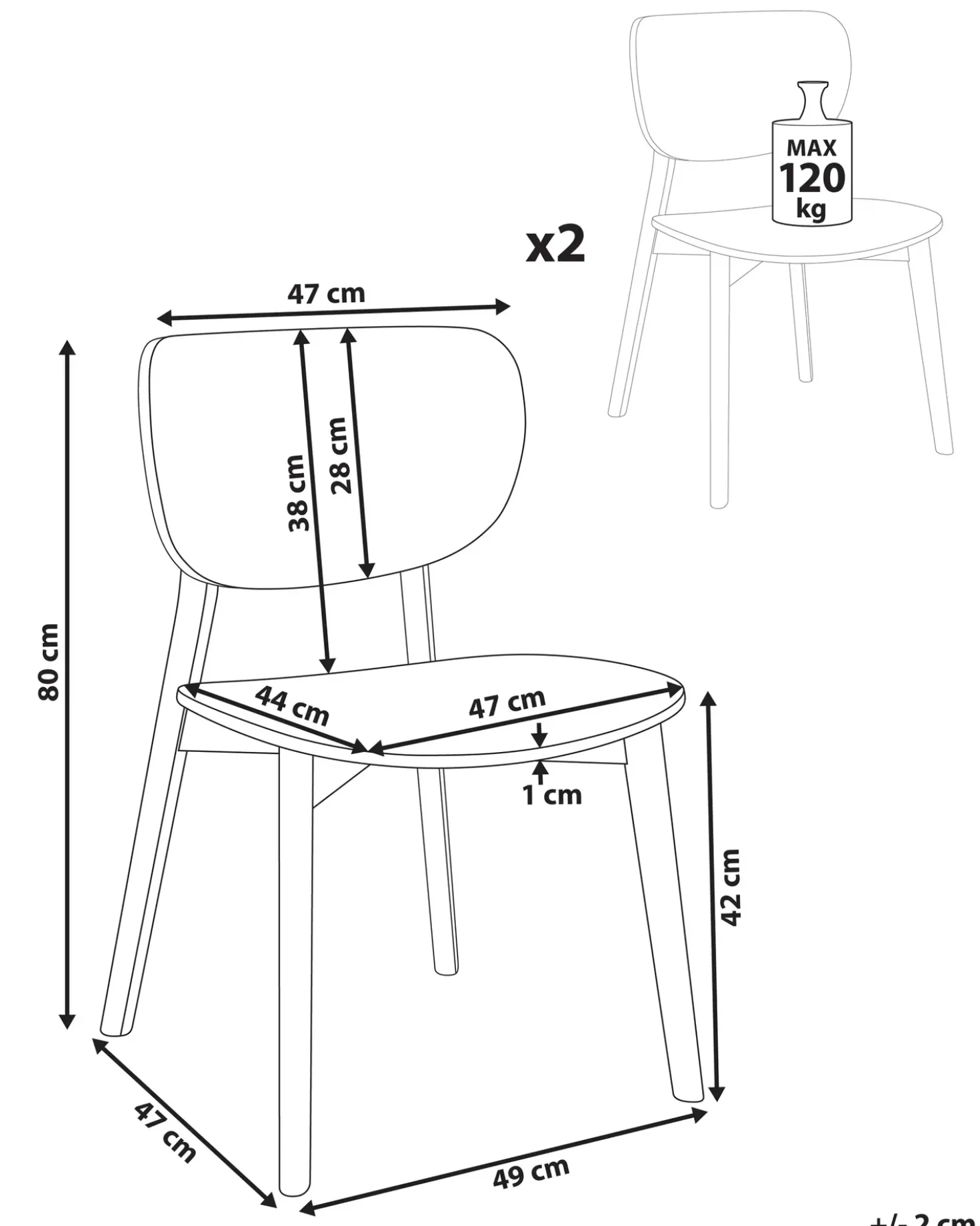 Set di 2 sedie da pranzo OVERLY Legno Nero