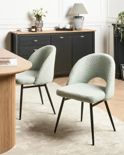 Set di 2 sedie da pranzo ONAGA Bouclé Verde chiaro