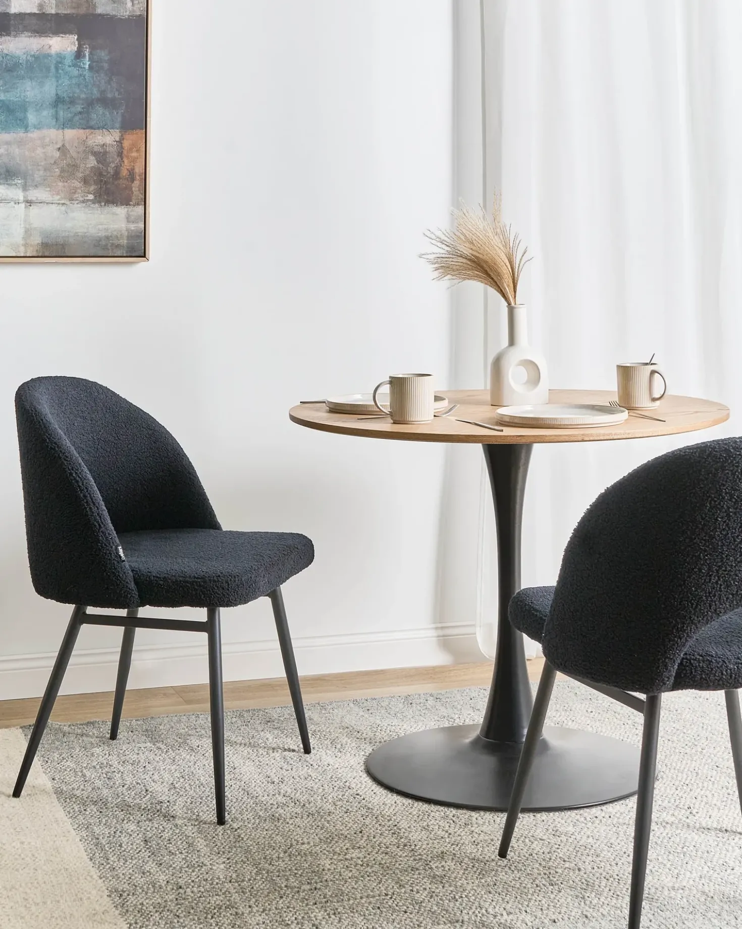 Set di 2 sedie da pranzo ONAGA Bouclé Nero