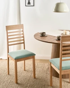 Set di 2 sedie da pranzo ORTLEY Legno Marrone chiaro/Verde menta
