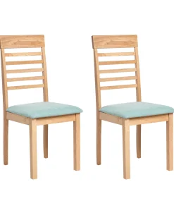Set di 2 sedie da pranzo ORTLEY Legno Marrone chiaro/Verde menta