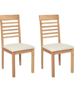 Set di 2 sedie da pranzo ORTLEY Legno Marrone chiaro/Beige