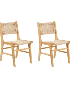 Set di 2 sedie da pranzo OZELLA Legno Marrone chiaro/Beige