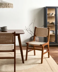 Set di 2 sedie da pranzo OZELLA Legno Marrone/Beige
