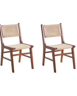 Set di 2 sedie da pranzo OZELLA Legno Marrone/Beige